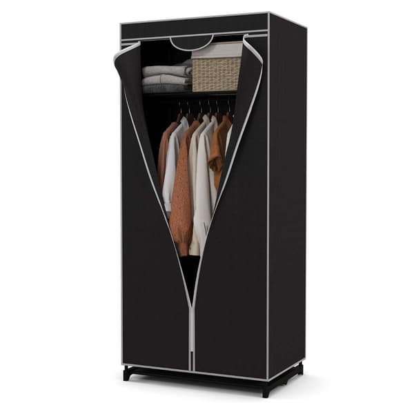 Lærredsgarderobe, 74x50x172 cm, Sort , Star