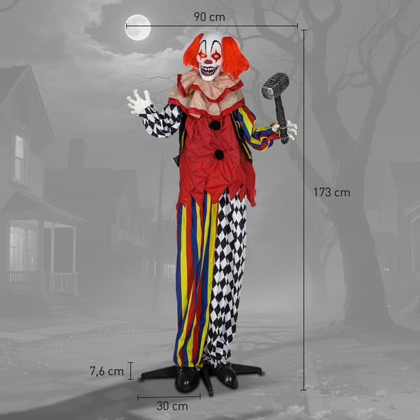 Halloween Animatronic Klovn 173 cm multicolor