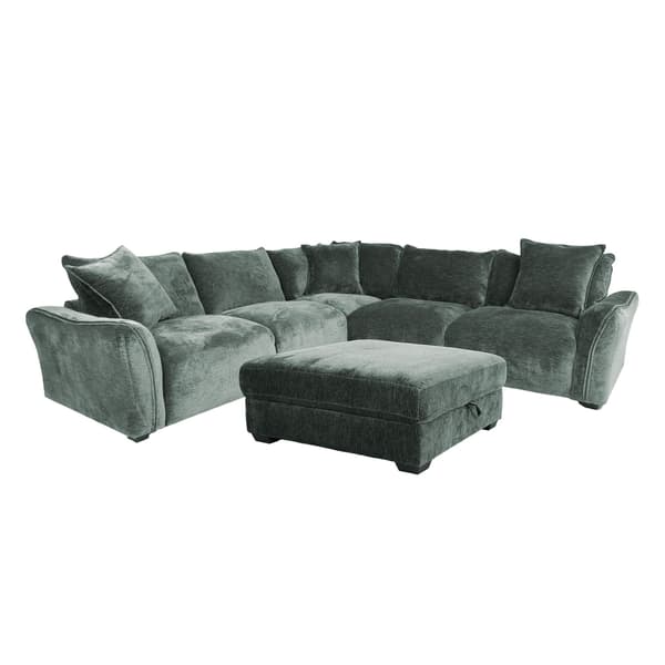 Hörnsoffa och Ottoman DIVI 276x276x102 cm Mintgrönt Sammetstyg