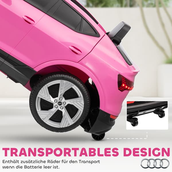 Elektrisk elbil, Audi E-tron, 108x60x47 cm, rosa, plast