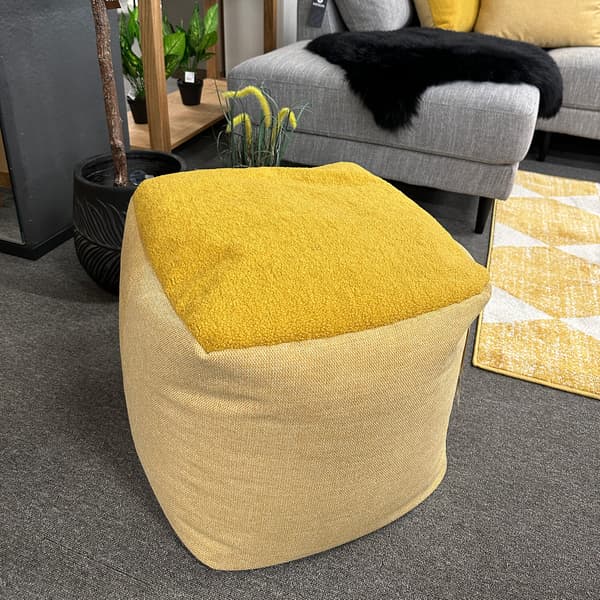 Skammel 55x55x45 cm gul stof