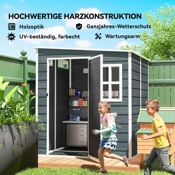 Haveskur 182x182x196 cm Grå Plast