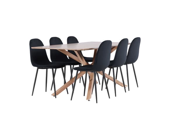 Spisebord og stole sæt 180x90 cm sort og mokka
