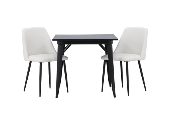 Spisebord og stol sæt Tempe 80x80 cm sort MDF PU