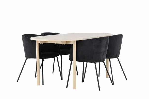 Spisebord og stol sæt 180x90 cm hvid sort