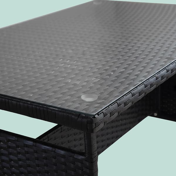 Trädgårdsbord Rattan Glasöverdrag Svart, Kodustaar
