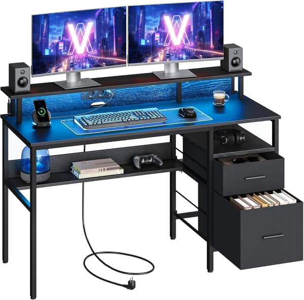 Skrivebord, 135x55x89 cm, Sort