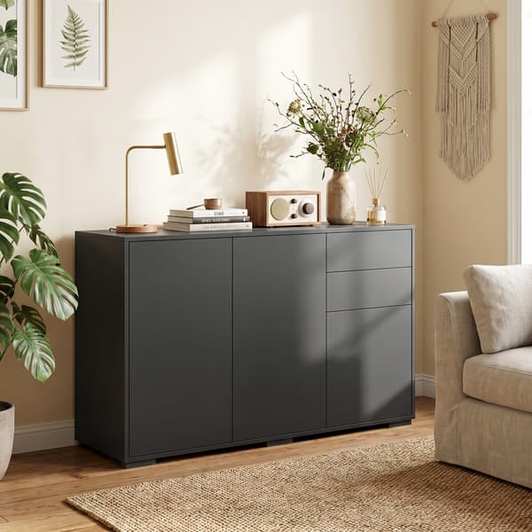 Skænk med 2 skuffer 117x36x74 cm sort