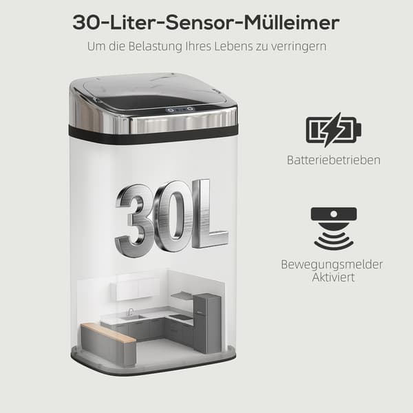 Sensor-soptunna 30 L 33x25x57,5 cm silver