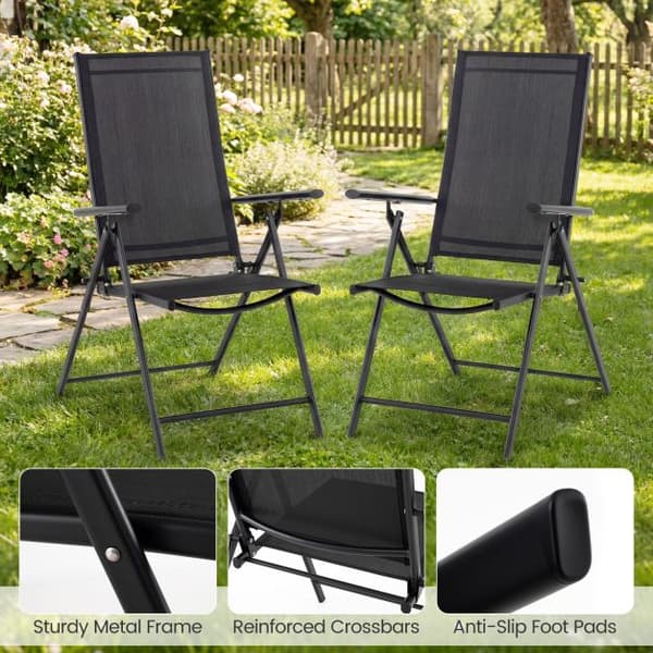 Terrasse klapstole 2 stk 79-100x57x80-100 cm sort