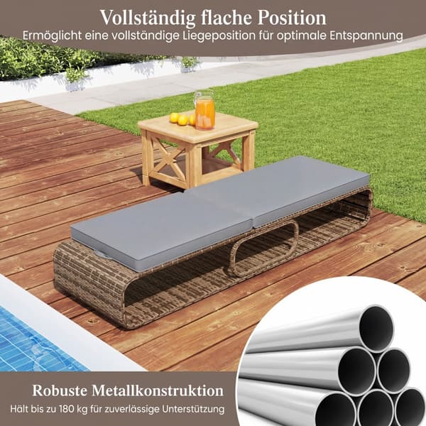 Aurinkotuoli 185x65x26-86 cm harmaa