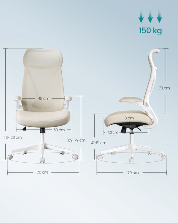 Kontorstol 67x67x113 cm Beige netstof