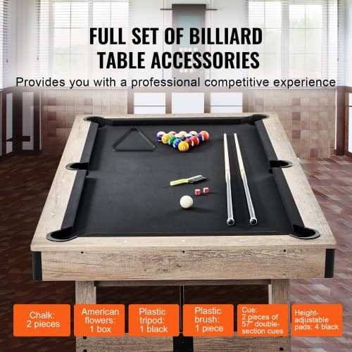 Billardbord, 213,4x121,5x80,5 cm, Sort, MDF