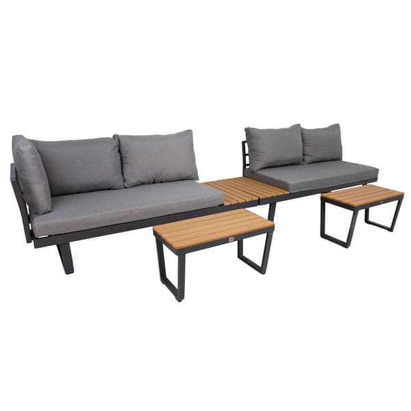 Havemøbelsæt Malta modulsofa 175x77x71 cm grå aluminium