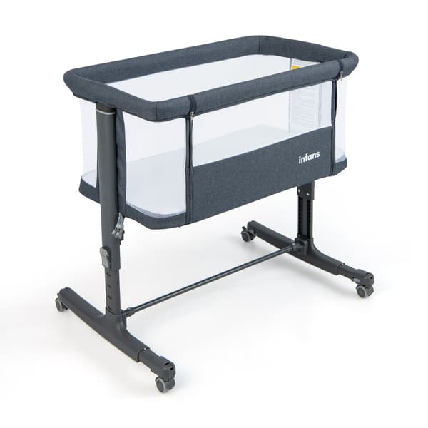 Babyseng 3-i-1 med madras og bærepose 83x48x67-80 cm mørkegrå