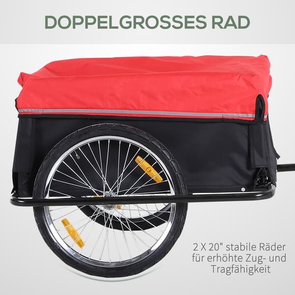 Lastcykeltrailer, 140x88x60 cm, Sort Rød