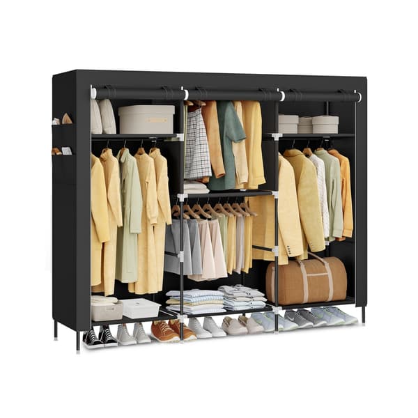 Garderobeskab 45x127x180 cm Sort, stof