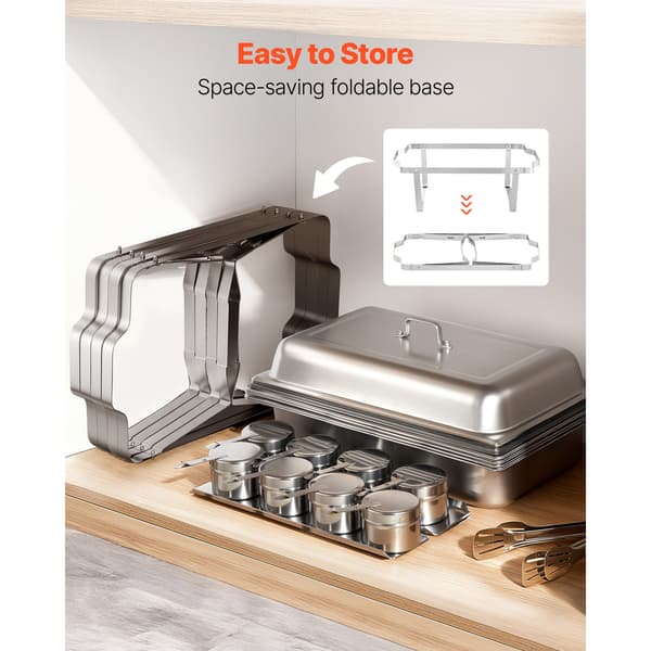 Chafing Dish Sæt, 4 stk., 61,5x34,5x32,5 cm, Rustfrit Stål