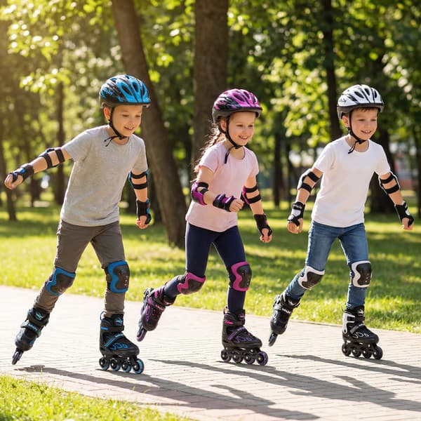 Justerbare Inline Skøjter 4 Størrelser Lysende Hjul Sort
