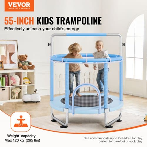 Børnetrampolin, 147x154-169 cm, Blå, Sikkerhedsnet