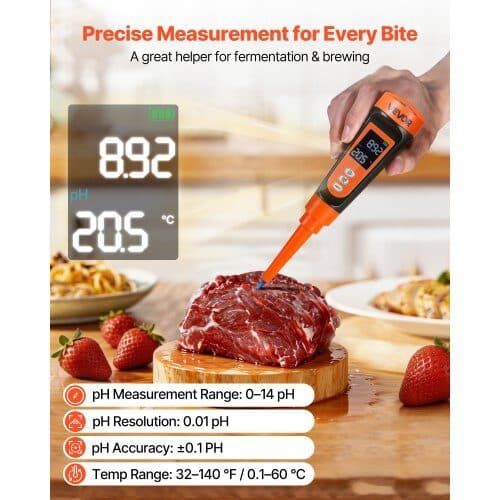 Fødevarer pH-meter PH012 44x44x220 mm orange/sort