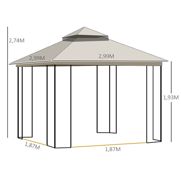 Puutarhapaviljonki, 299x299x274 cm, beige