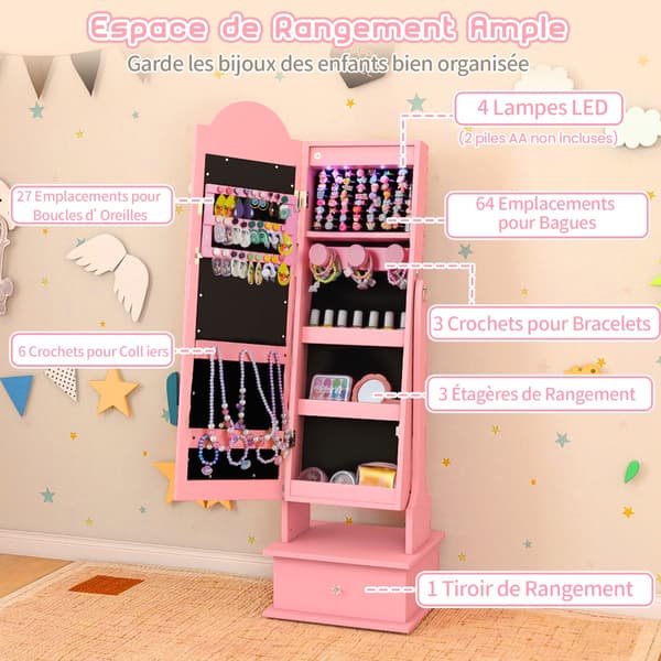 Smyckeskrin, 34x30x113 cm, Rosa, MDF , Star