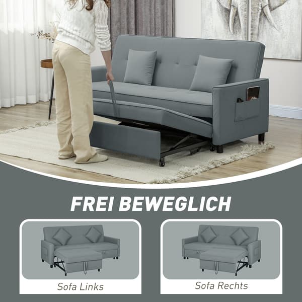 Soffa Säng Justerbar 3-sits Soffa med Sängfunktion 196x90x89 cm Grå Sammetstyg