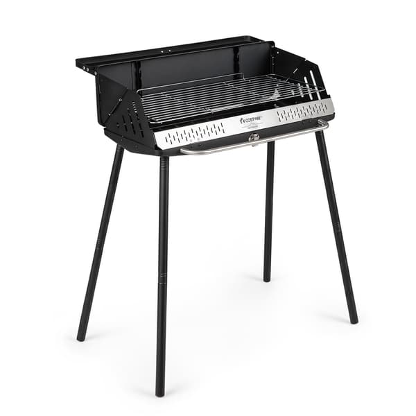 Bærbar kulgrill 81x47x85 cm sort
