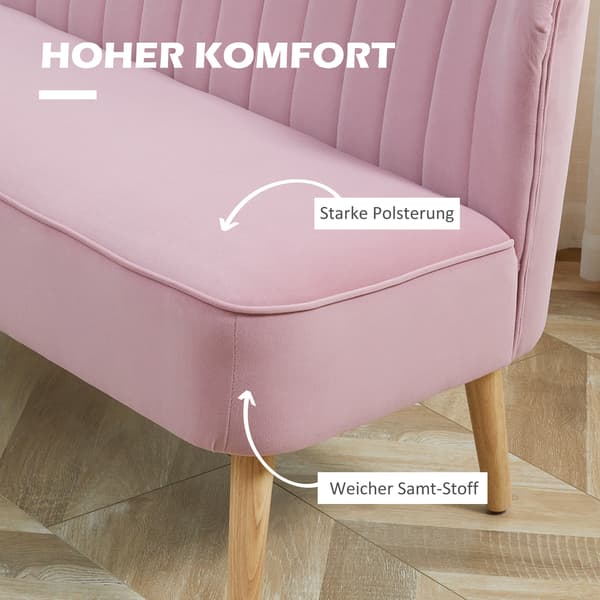 Soffa, 2-sits tygsoffa, 117x56,5x77 cm, rosa, tyg