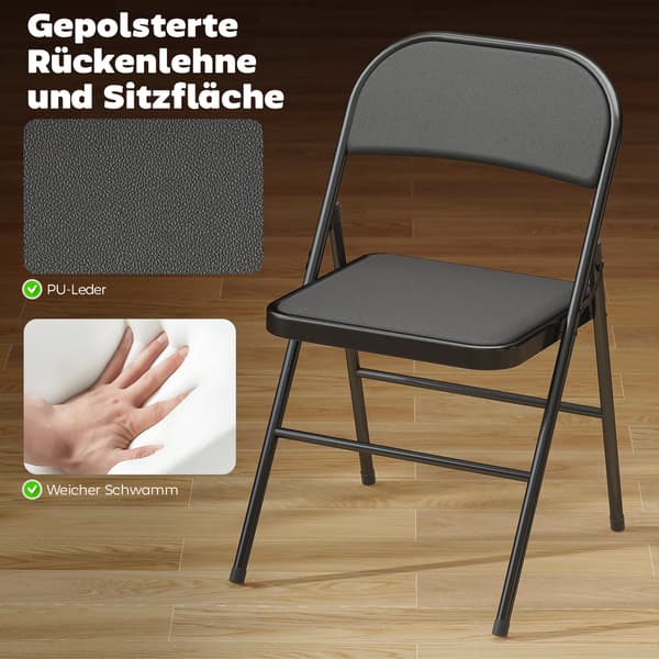 Sammenklappelig stol sæt 2 stk 45x46x78 cm sort kunstlæder