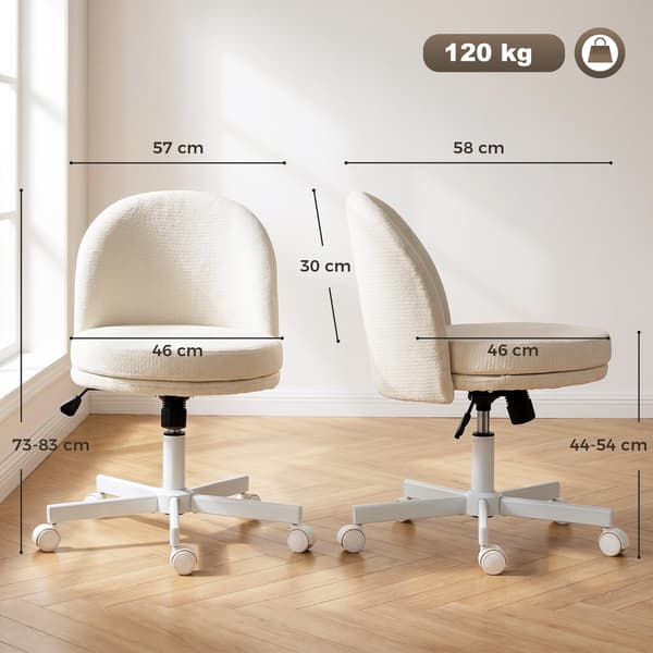 Kontorstol 57x58x73-83 cm cremehvid