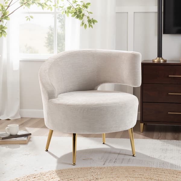 Lounge stol 69x65x67 cm cremehvid/guld