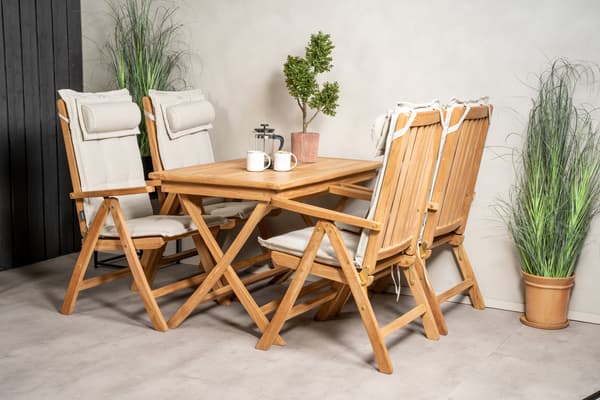 Spisebord og foldestole sæt 120x70x75 cm teak