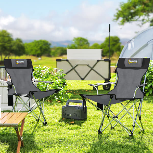 Campingstolset 125x48x90 cm Grå Metall