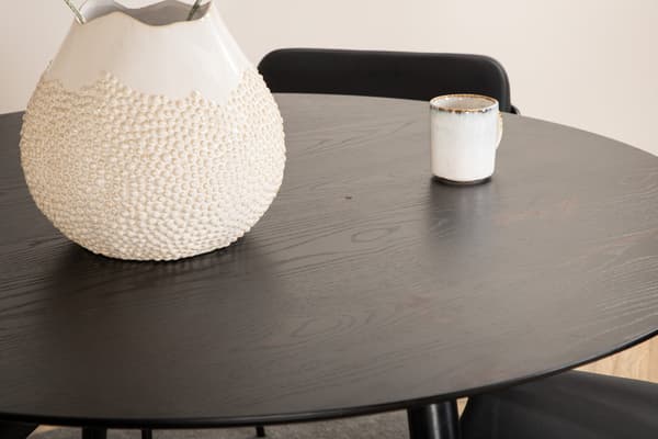 Spisebord og stole sæt 115 cm sort