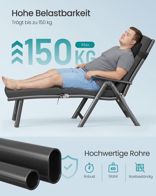 Solseng 58x183x97 cm Grå sammenleggbar