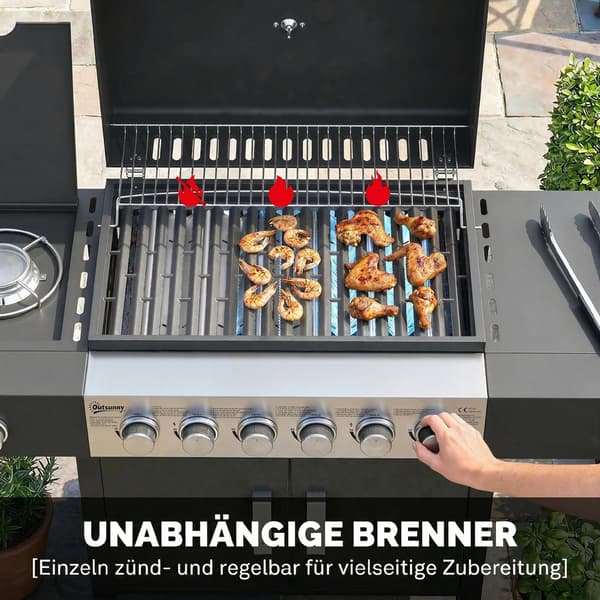 Gasgrill 135x51x101 cm Sort Rustfrit Stål