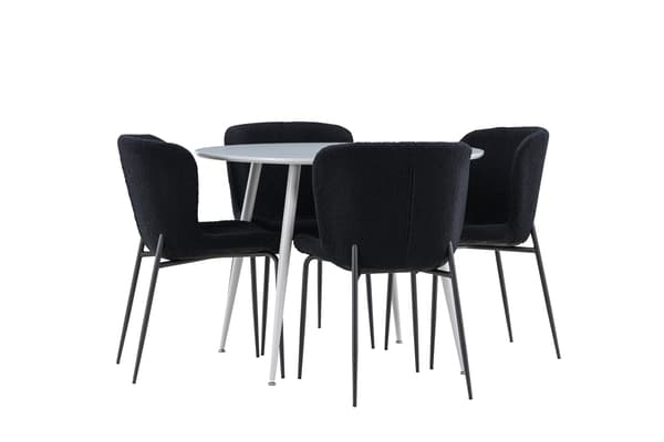 Spisebordssæt Plaza bord med Modesto stole 100 cm grå sort MDF polyester