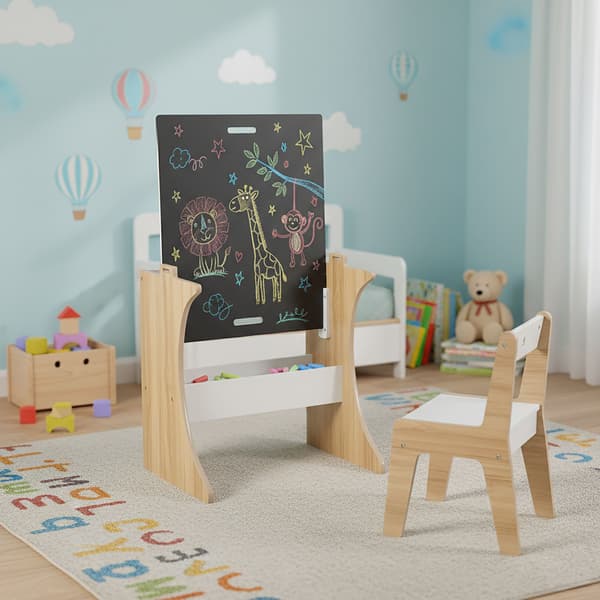 Barnbord och stolsset, 56x60x50 cm, vit, MDF, Kodustaar