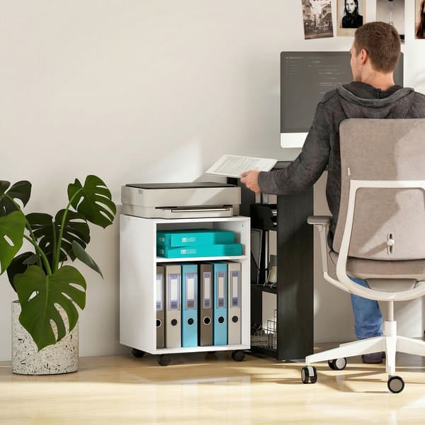 Printerstand 40x35x56 cm Hvid opbevaring