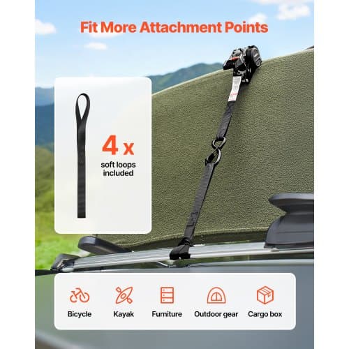 Surringsremme, 25,4x300 cm, 4-pak, Sort, Polyester