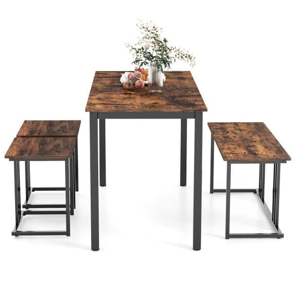 Spisebordssæt 4 dele 120x60x75 cm brun