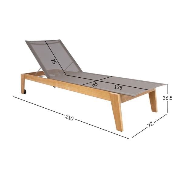Däckstol 72x210x36,5 cm Beige Teakträ