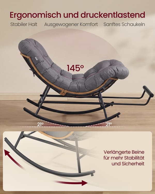 Gungstol 118x85x85 cm Grå Stål