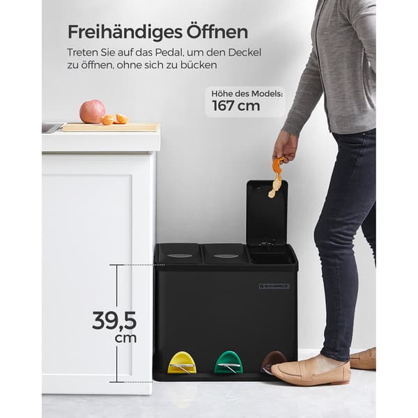 Affaldsspand til genbrug 46,5x29,5x40,5 cm Sort stål