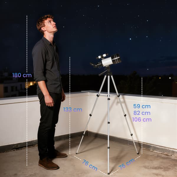 Teleskop 76x76x133 cm Vit Justerbart Stativ