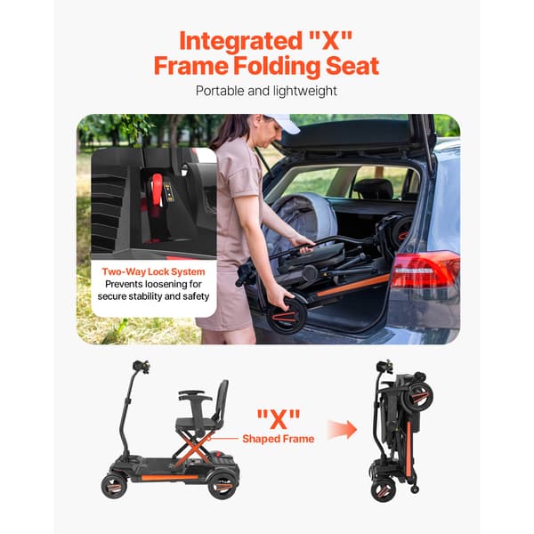 Elektrisk Mobilitetsscooter, 97x57x81 cm, Sort, Sammenklappelig