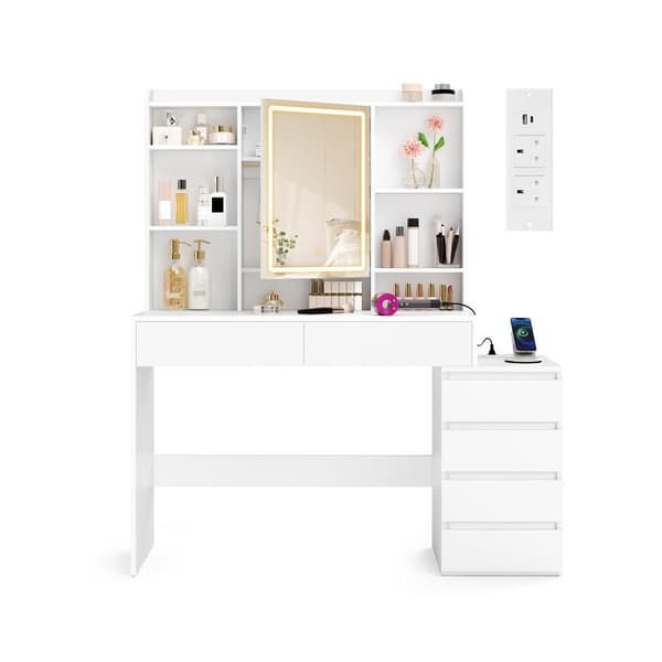 Sminkebord 40x124,7x145 cm Hvidt træ