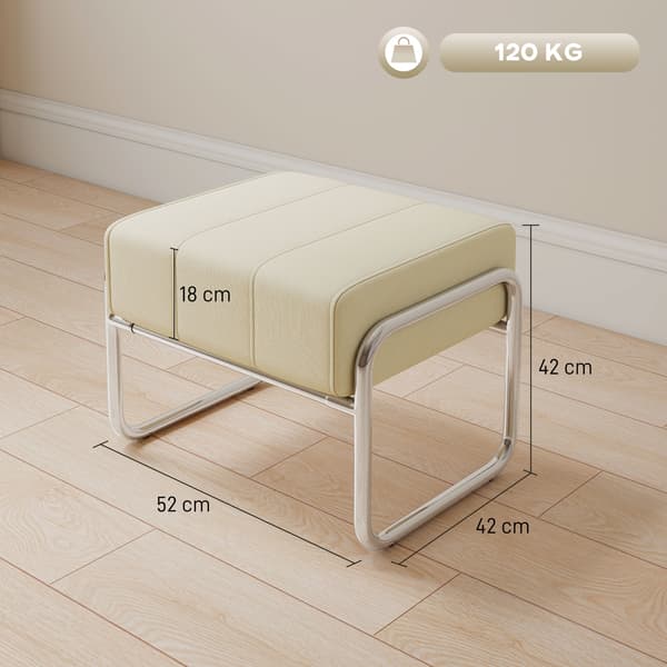 Fotpall 52x42x42 cm Beige, Chenilletyg